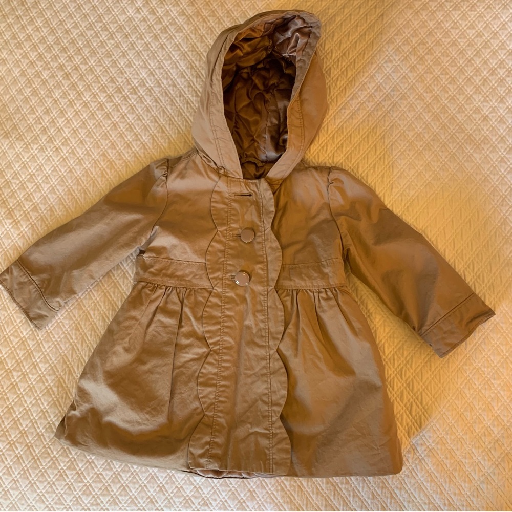 Darling Mink Colored Coat with quilted satin lining and scalloped edge detail